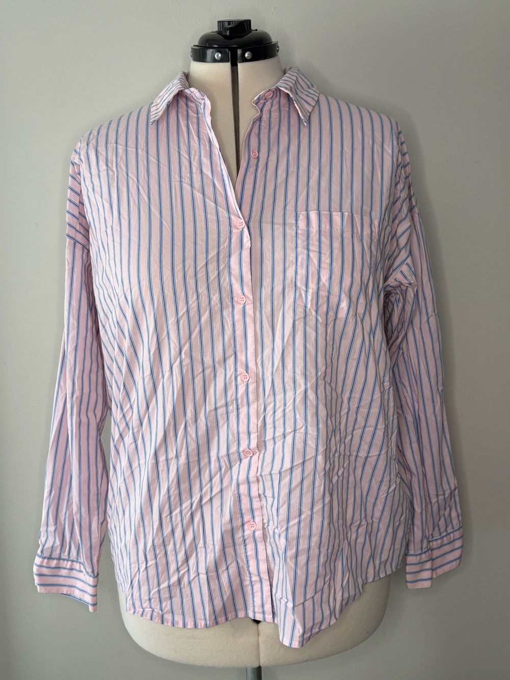 Forever 21 Pink Shirt with Blue Stripes - Button Down